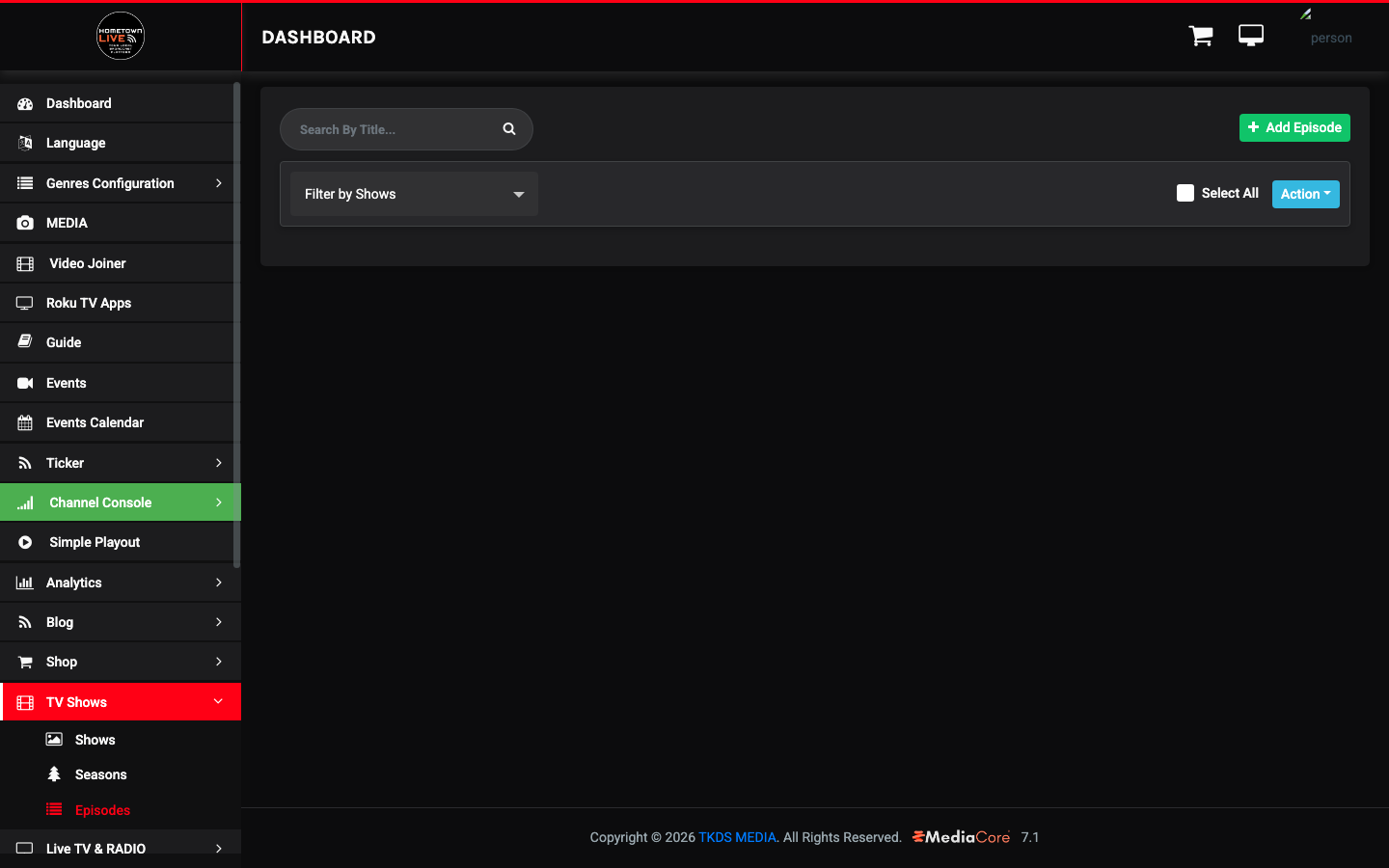 Episodes list view