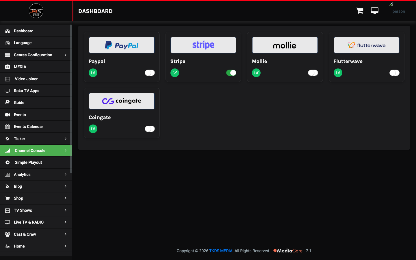 Payment Gateways configuration