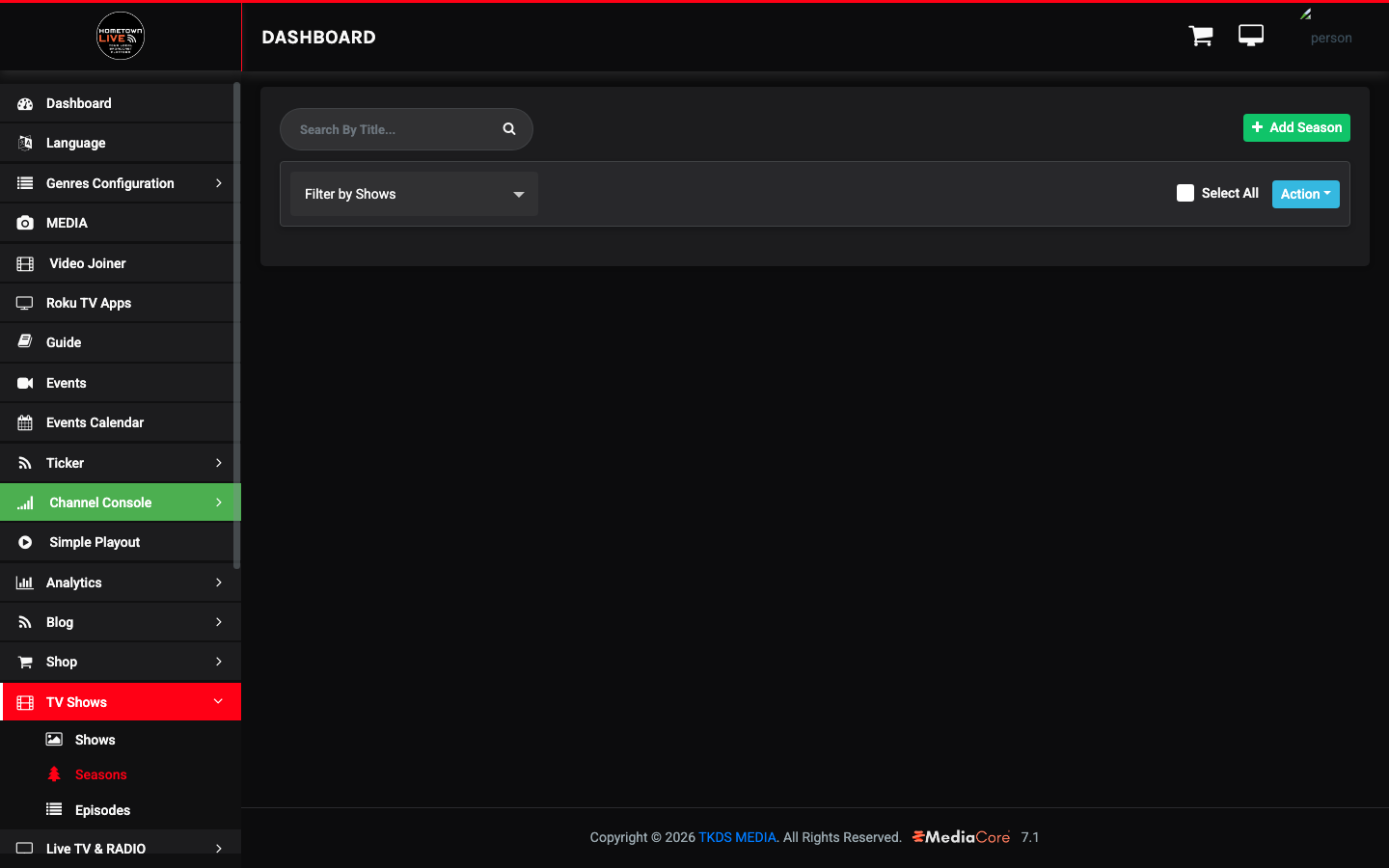 Seasons list view
