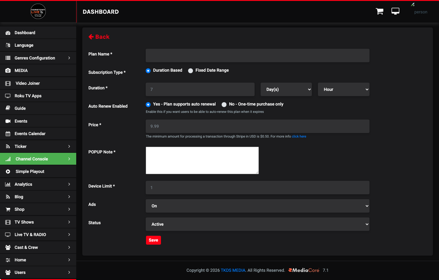 Add Plan modal