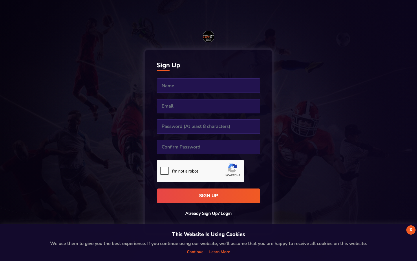 Viewer signup page